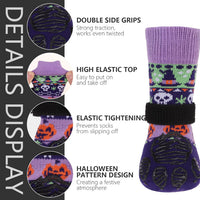 Anti Slip Dog Socks to Prevent Licking Paws with Grippers Black – Essentials for Dogs - Halloween Purple / Small - image 3