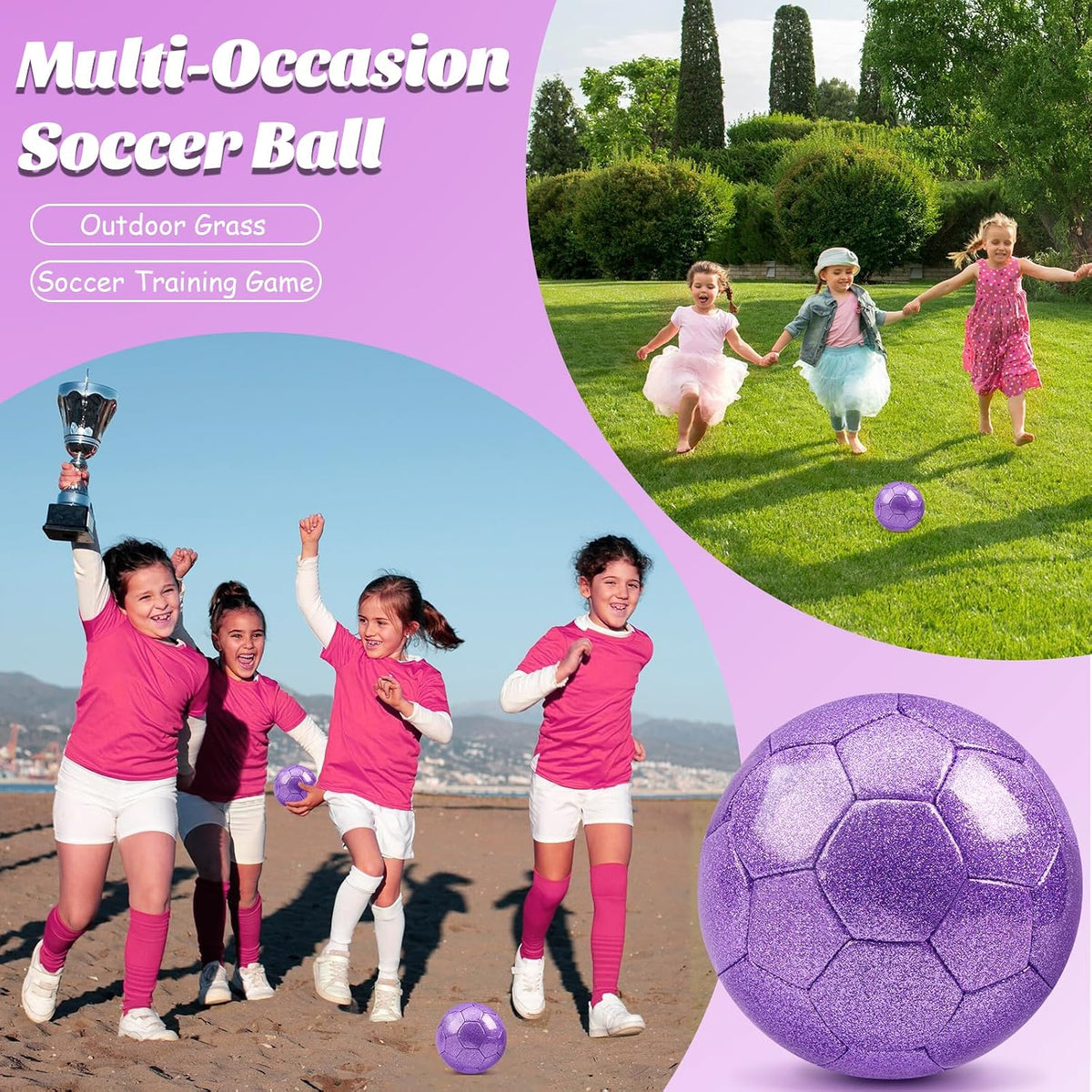 DLUGOPIS sparkling pink size 2 toddler soccer ball for ages 3 to 8 - view 10