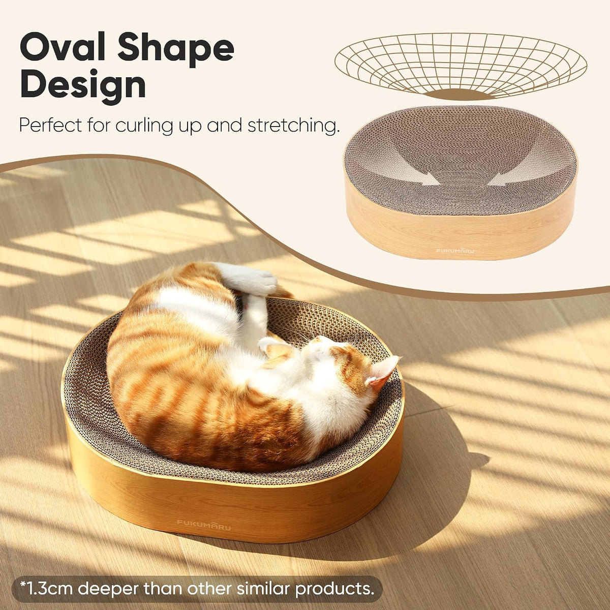 FUKUMARU Cardboard Cat Scratcher Bed - Wood - image 4