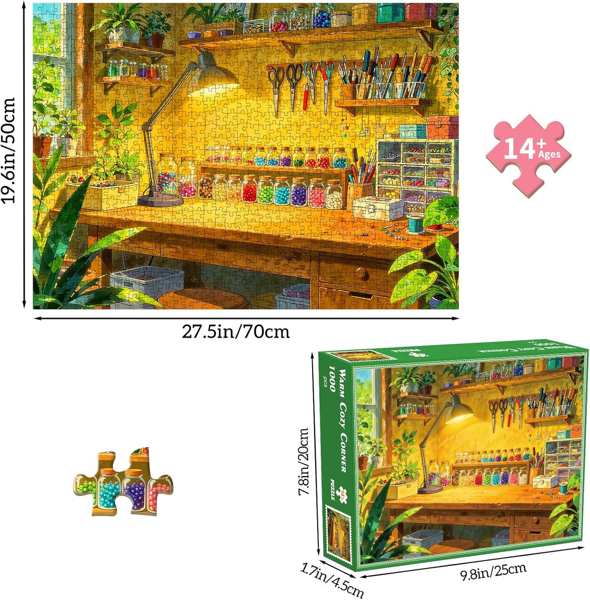 1000 Piece Puzzles for Adults, Premium Magic Book Jigsaw Puzzle – Fun for Kids & Family - Warm Cozy Corner - image 2