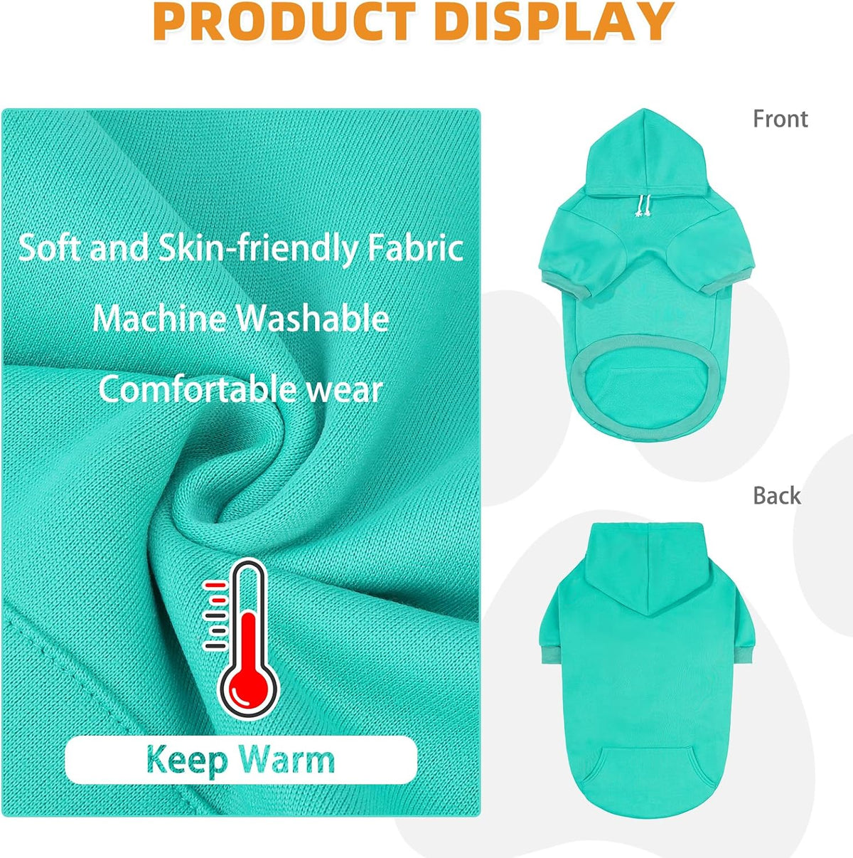 Dog Hoodie for Large Medium Small Dogs - Lake Blue / Small/Medium - image 2