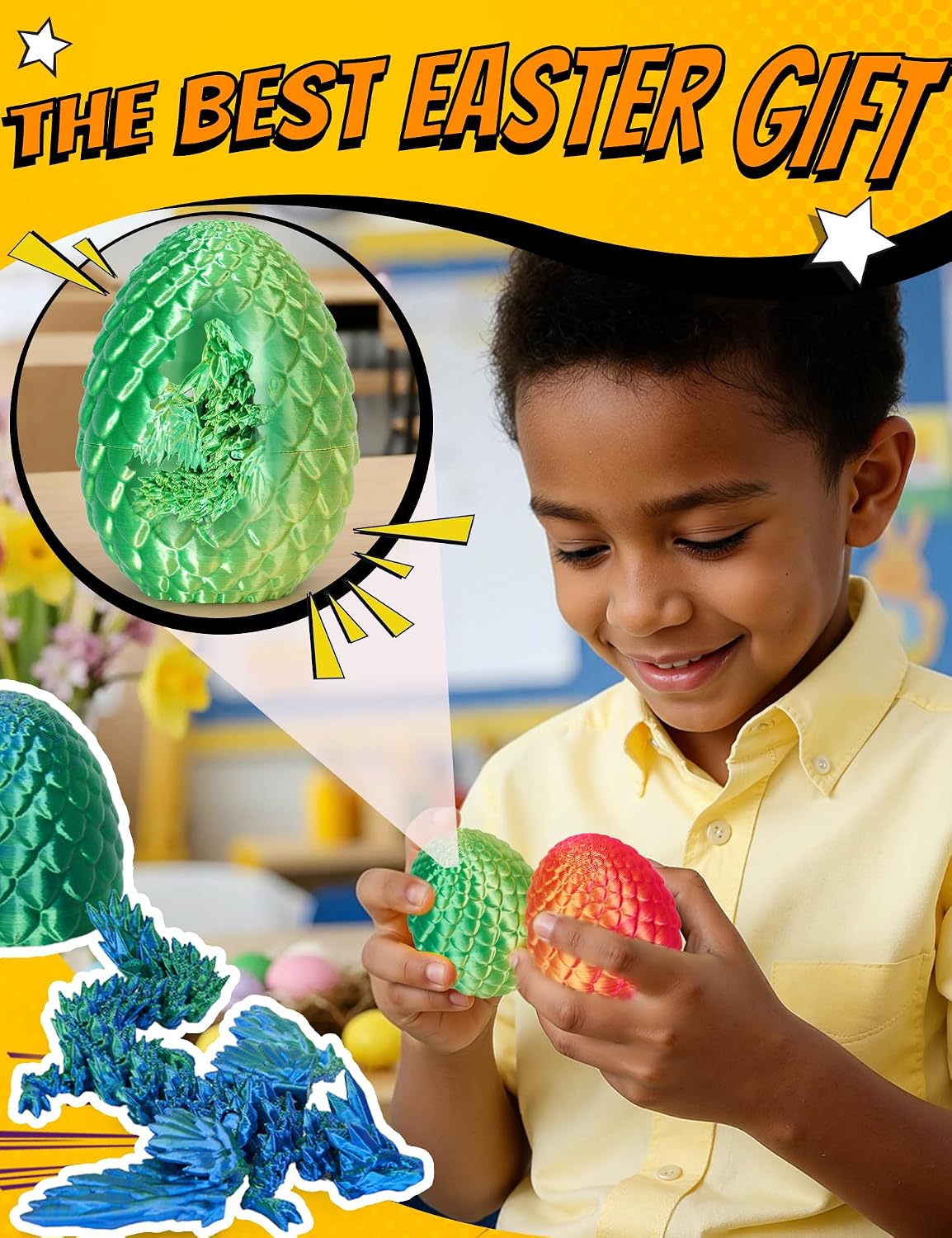 3D Printed Dragon Eggs, Mystery Fidget Egg Set for Kids & Adults - Style B-wings - image 3