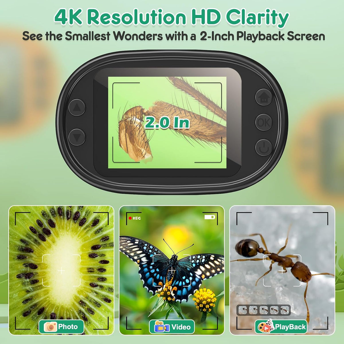 Kids Digital Microscope Science Gift: Complete STEM Toy Kit for Ages - Green - image 3