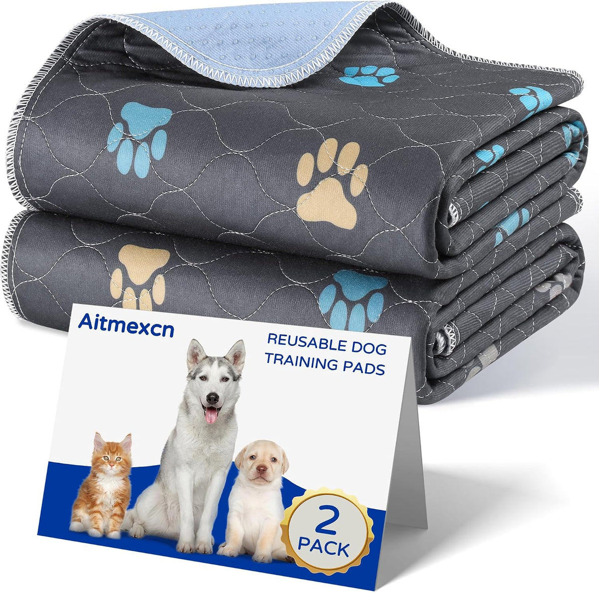 Aitmexcn Washable Pee Pads for Dogs, 24''x36'' - Colour Paws / 36*48''-2pcs - image 2