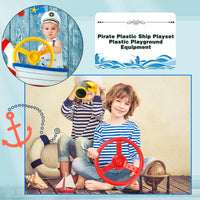 Haconba plastic pirate ship steering wheels for playsets in blue and red with mounting hardware - view 21