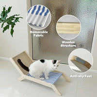 PETKARAY Cat Chair, Beach Theme Cat Hammock Bed, Raised Bed, Mini Beach Chair, Cute Lounger for Indoor Kittens