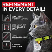 WAUDOG Leather Cat Collar with Bell Elastic Strap Stretchy Kitten - Green / 6.5" - 8" Without Holder - image 2