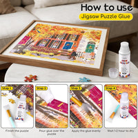 YAKAMOZ Jigsaw Puzzle Glue Clear with Sponge Head & Silicone Brush - 240ml - image 2