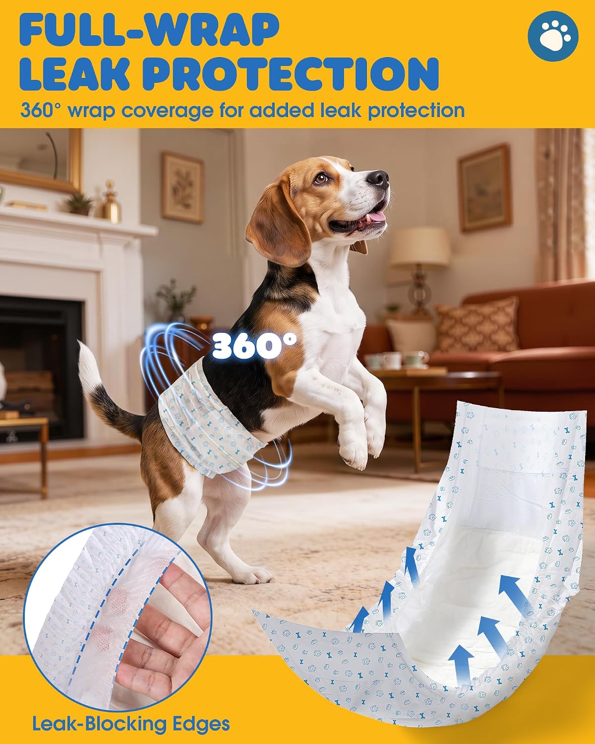 Powools Male Dog Wraps, 96 Count Disposable Dog Diapers, Small – Essentials for Dogs - Medium - 96 Packs - image 2