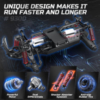DEERC 9309E RC Cars for Adults 40KPH - 1:16 Black 9300 - image 2