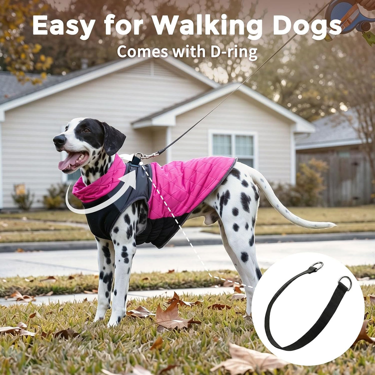 Winter Dog Coats for Small Dogs, Puppy Jacket with Harness - Pink(Standard) / Large - image 4