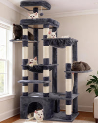 Heybly Heavy Duty Cat Tree with Large Base for Large Indoor Cats - Smoky Gray / XL