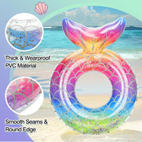 MoKo Pool Floats, Mermaid Inflatable Swim Tubes Floaties – Fun for Kids & Family - Rainbow Silver Scales / 90# - image 3