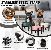 Raised Ceramic Dog Bowl Set with Stand - White / 1 Bowl - 3.5 Cups - image 3