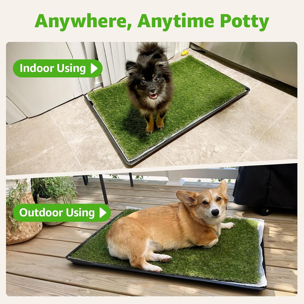 Dog Grass Pad with Tray for Dogs Puppy Potty Training to Pee & Poop - 3-layered design / XXL-45.1"x29.1" - image 3