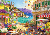 1000 Piece Jigsaw Puzzle, French Riviera Flower Market - Coastal Town
