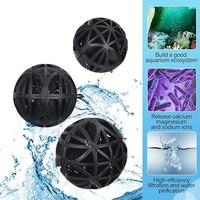 CHENGU 300 Pieces Black Bio Balls for Aquarium 1.02 Inch Internal Bioballs with 5 Pieces Aquarium Filter Media Bags with Zipper for Fish Tank Pond
