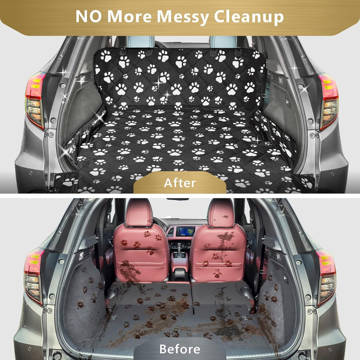 SUV Cargo Liner for Dogs - Trunk Cover for SUV with Bumper Flap Protector – Essentials for Dogs - Paw Print / Extra Large: 55'' x 106" - image 3