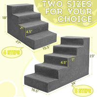 Niubya Dog Stairs for Small Dogs and Cats,18'H Non-Slip Bottom Pet Steps for High Beds and Couch,High-Density Foam Pet Stairs Grey,4 Steps