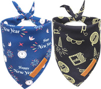 Halloween Dog Bandanas 2 Pack - Happy New Year / X-Large