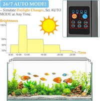 HITOP 40-44in Full Spectrum LED Aquarium Light with Timer, Auto 24/7 Lighting Cycle& 10-Level Brightness Adjustment, Fish Tank Light for Plant Growth, with Extendable Brackets