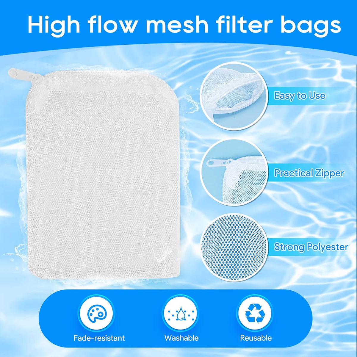 10pc Filter Media Bags for Aquarium - 3.93"x5.9" - 10pack / White - image 3
