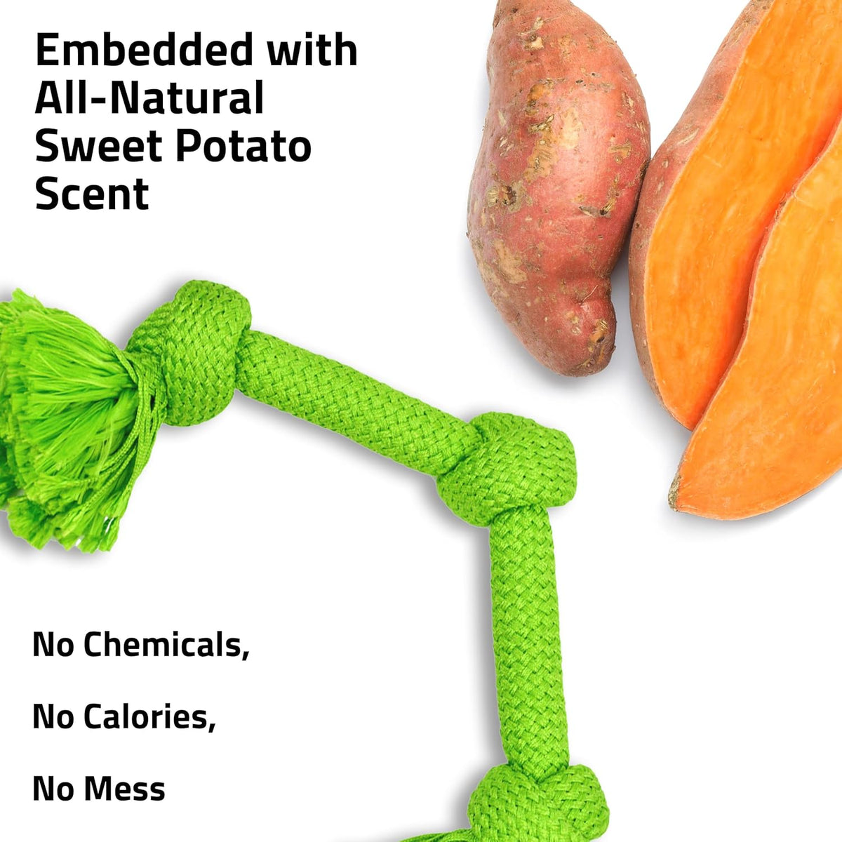 Playology Tug Rope Dog Toys for Large Dogs, Peanut Butter Scent - Jumbo / Sweet Potato - image 4