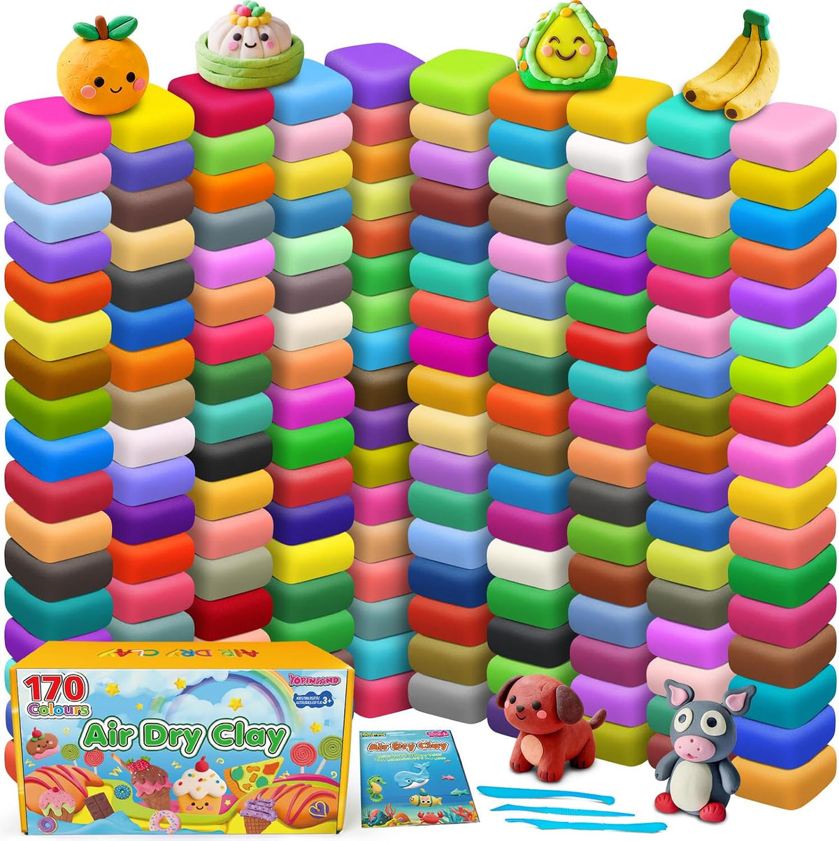YOPINSAND air dry clay kit in 170 colors with modeling tools