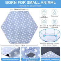 Guinea Pig Playpen with Mat Small Animal - Blue / Star - image 4