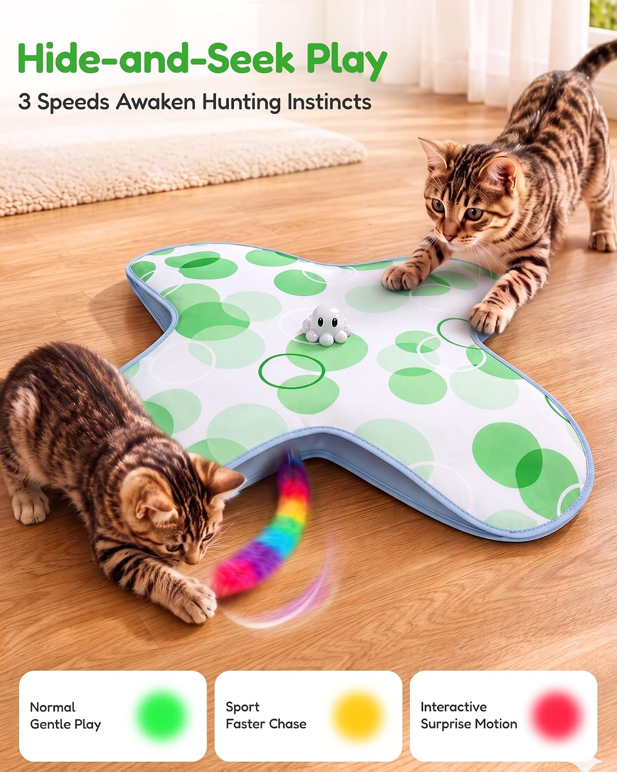 PetBusy Smart Interactive Cat Toys for Indoor Cats Chasing - Green - image 2