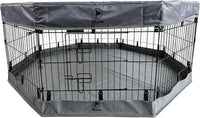 Puppy Playpen with Bottom Pad and Door, 8 Panels 24" H - Gray / X-Small Pen: 24-Inch High / Playpen+Bottom+Top Cover