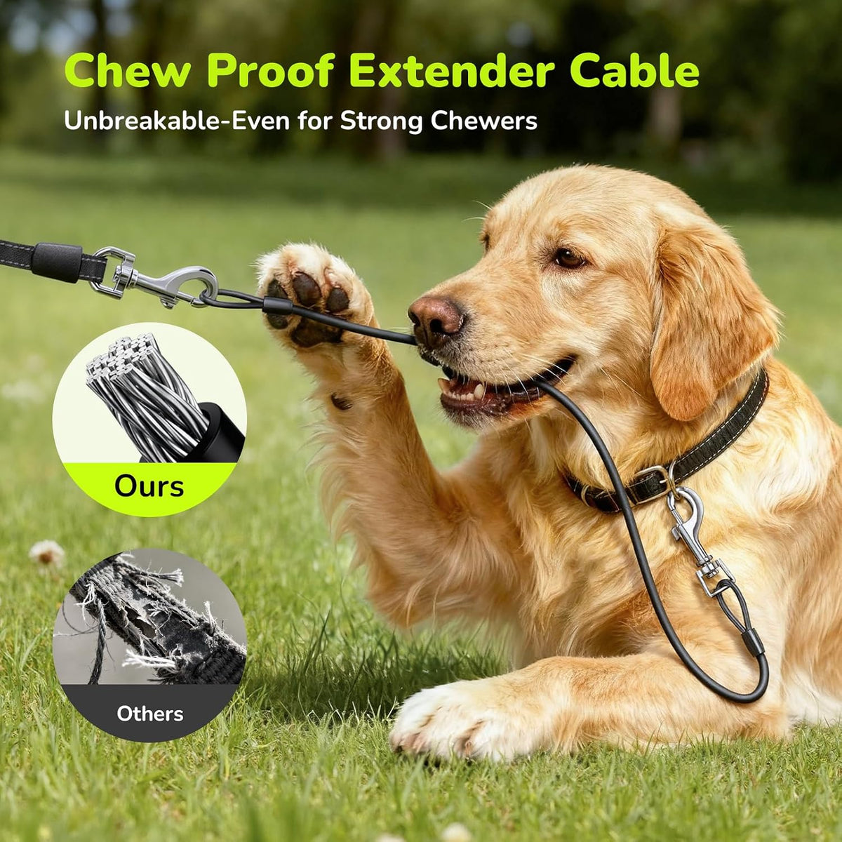 Retractable Dog Leash with Chew Proof Extender, 18 - Green (chew proof) / 16ft | 110 lbs max - image 3