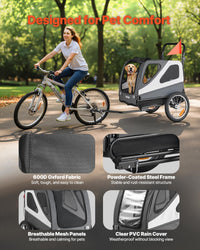 VEVOR Dog Bike Trailer, 2-in-1 Bicycle Carrier Supports up to – Essentials for Dogs - image 4