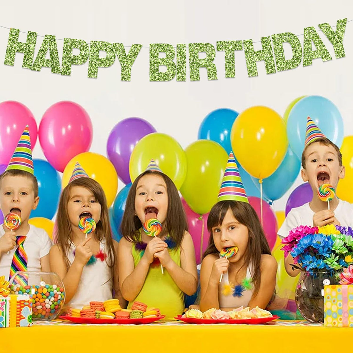 BEISHIDA 116 PCS A-Z DIY Letter Custom Banner Birthday Party Decor – Fun for Kids & Family - Glitter Grass Green - image 4