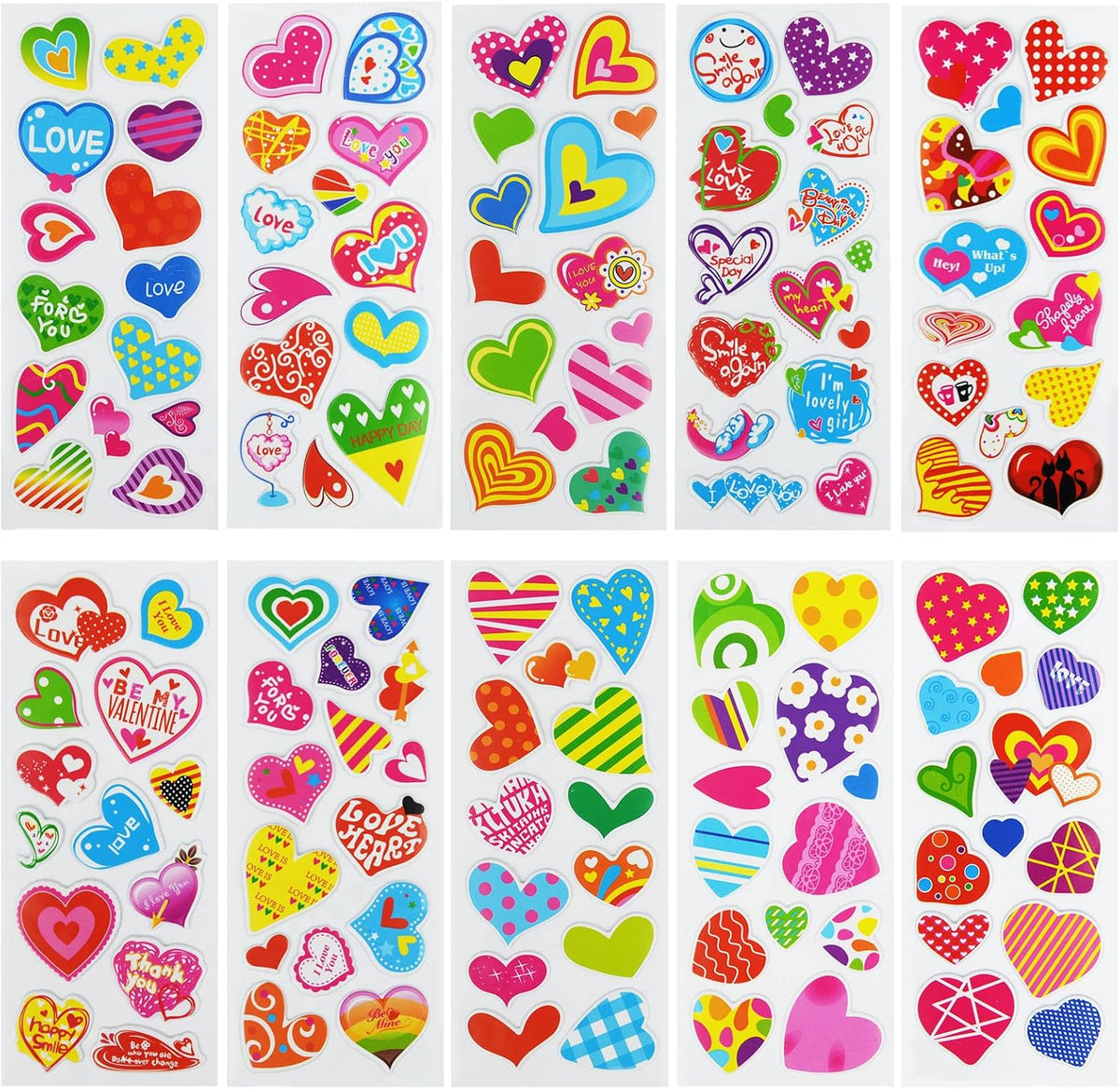 24 Sheets 3D Puffy Stickers for Toddlers Kids Boys Girls – Fun for Kids & Family - Hearts - image 2