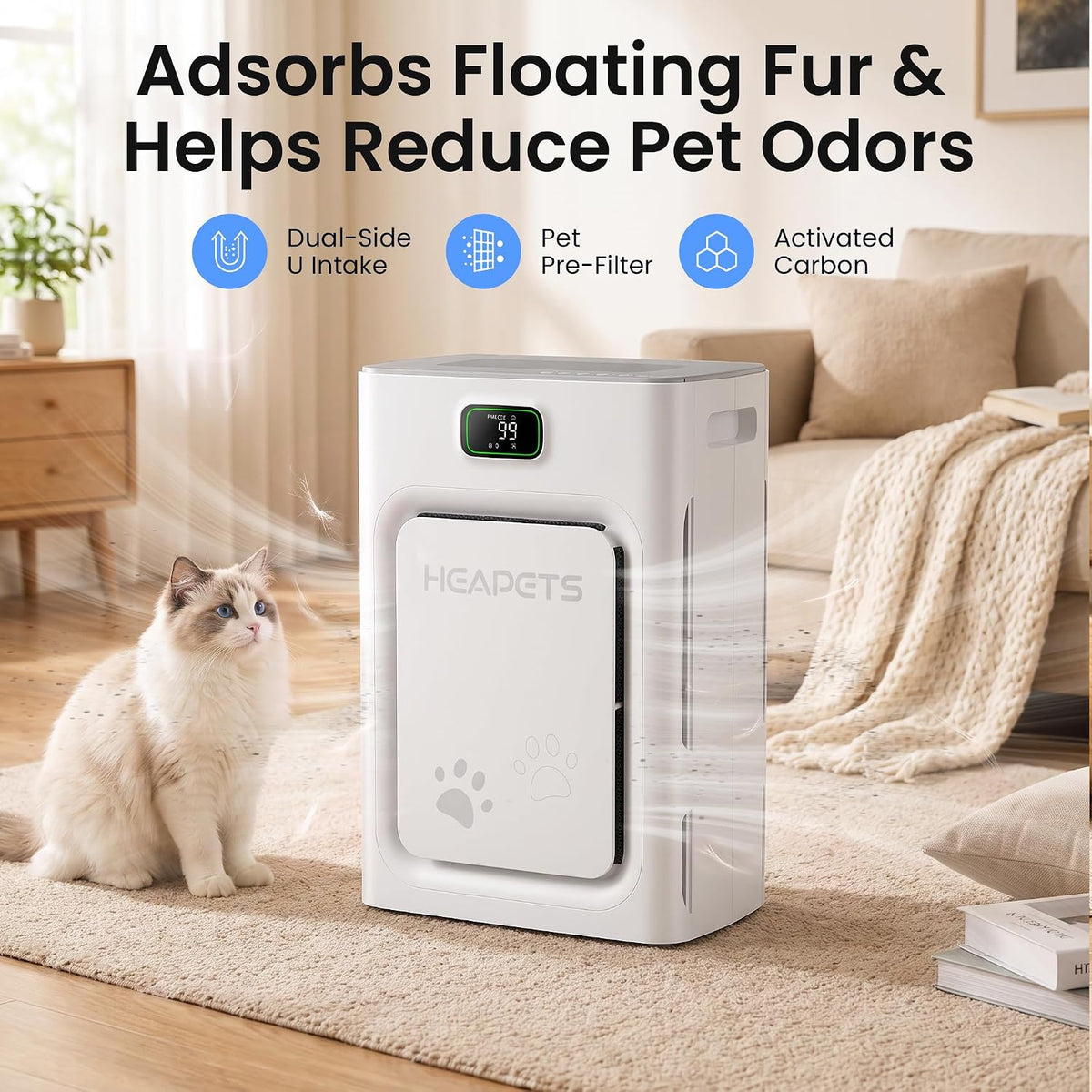Pet Air Purifier for Home Large Room 2500 Sq Ft - White&Grey - image 2