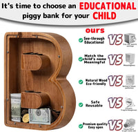 Ladenk Wooden Letter Piggy Bank - B / Initial-9" - image 3