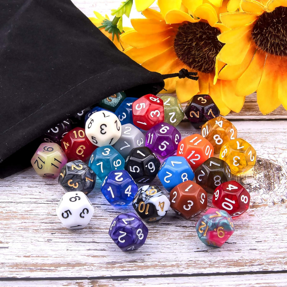 AUSTOR 35 Pieces 20 Sided Dice Polyhedral Dice Set Mixed Color Game - 12 Sideds - image 4