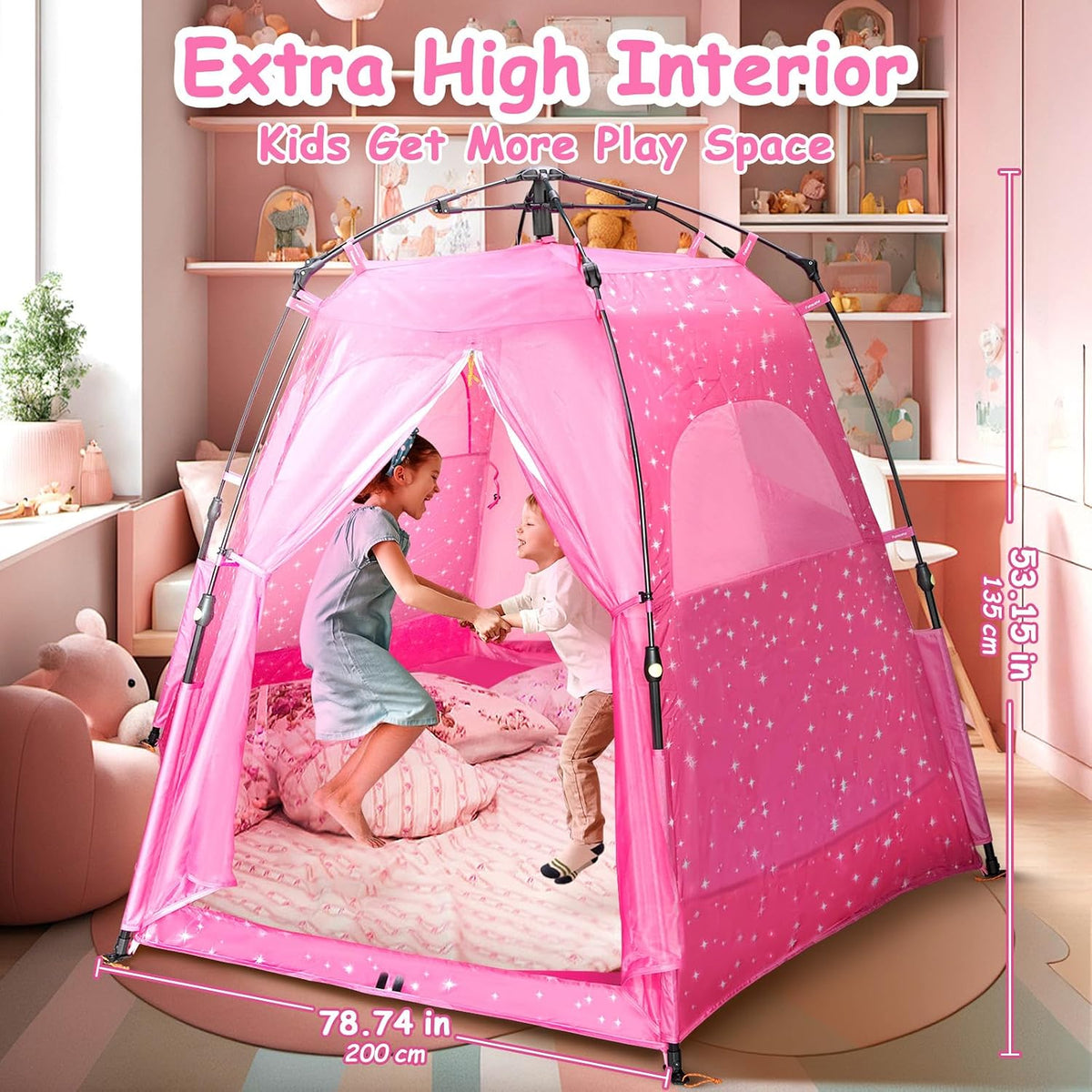 Funsland pink pop up princess play tent for girls with mesh sides - view 5