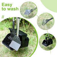 Pooper Scooper Large Swivel Bin & Rake & Spade with 20 Waste Bags and 1 Hook, 39.3" Long Handle Metal Dog Pooper Scooper for Yard, Easy to Clean Pet Waste Use on Grass, Dirt, Gravel or Flats