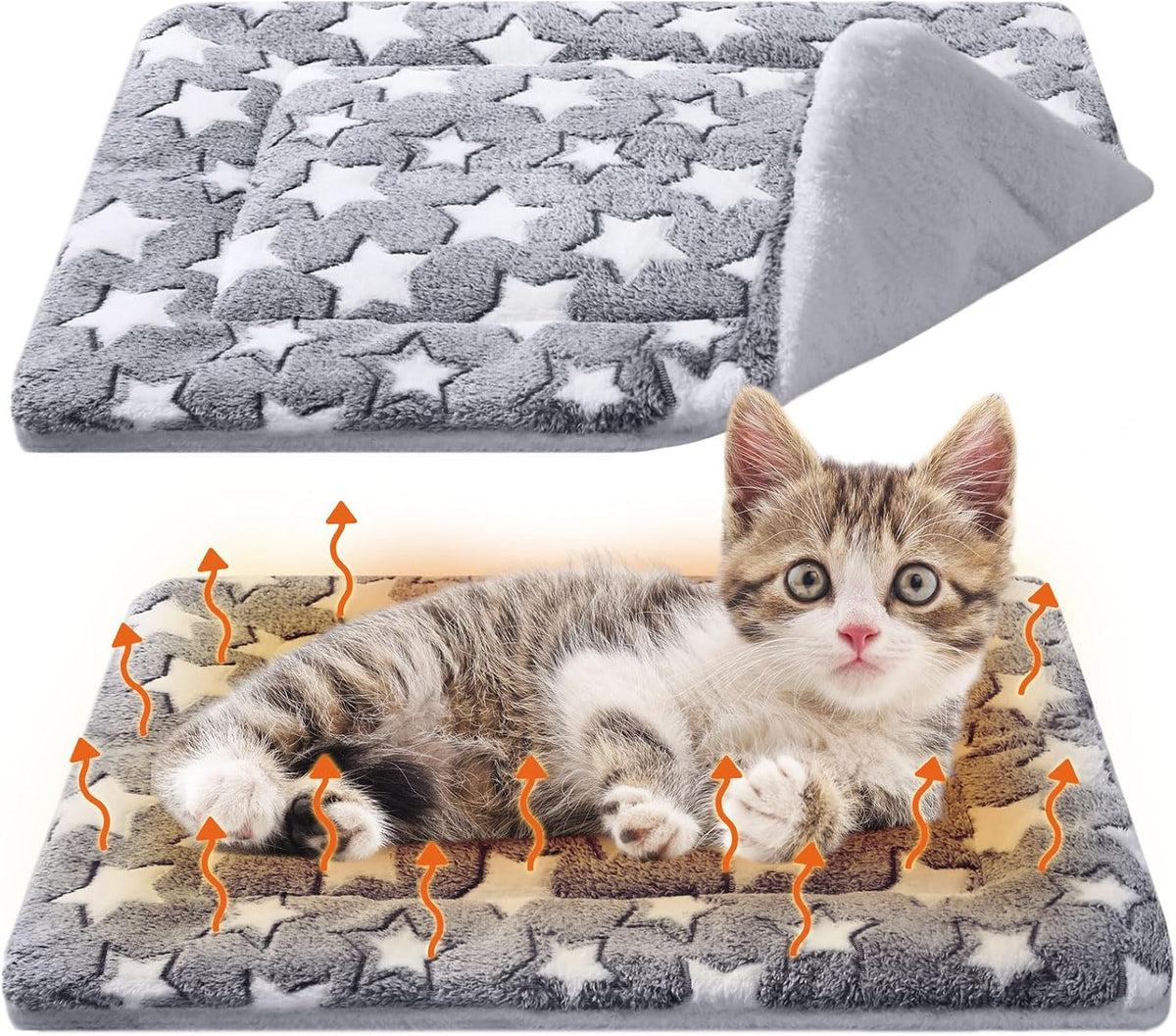 2 Pack Self Warming Cat Dog Bed Pad - Grey / 21" X 14" / Stars