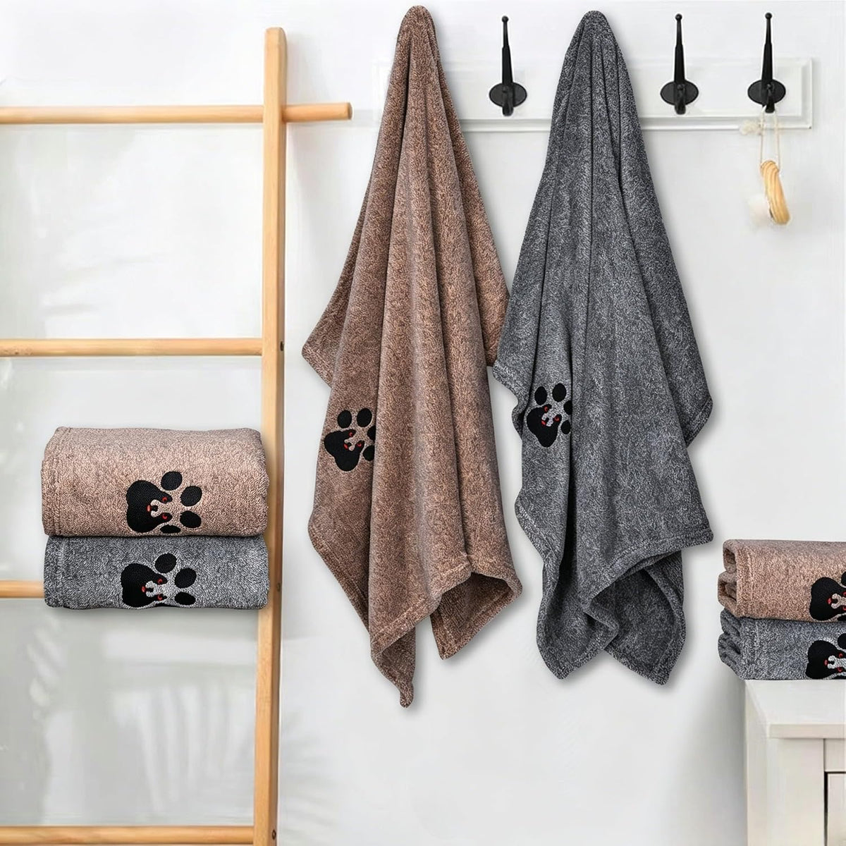 Dogvingpk Dog Towels for Drying Dogs 2 Pack - Black and Brown / M-36" * 28" - image 3
