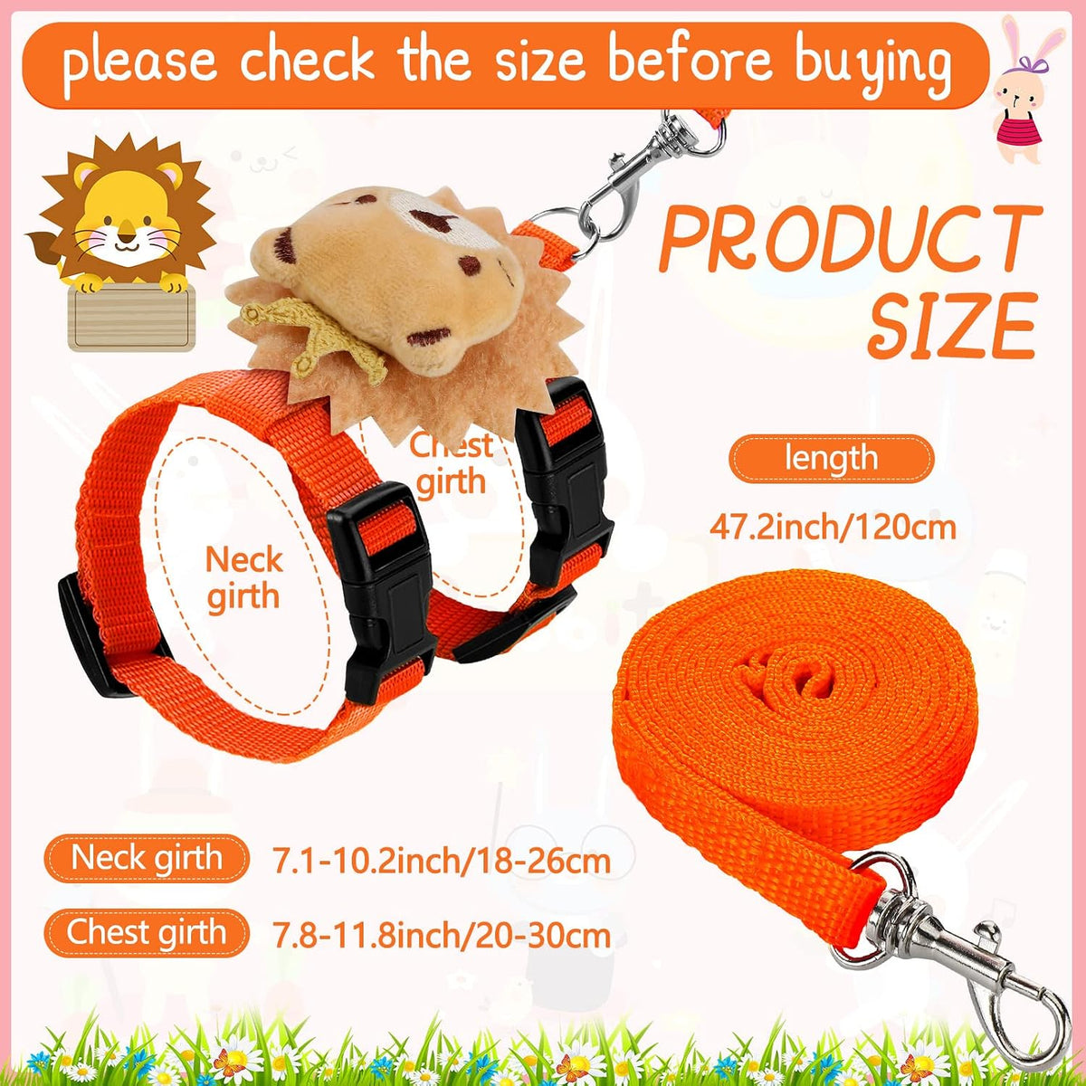Tondiamo 4 Pcs Adjustable Bunny Harness and Leash Set for Small Pet - Animals - image 2