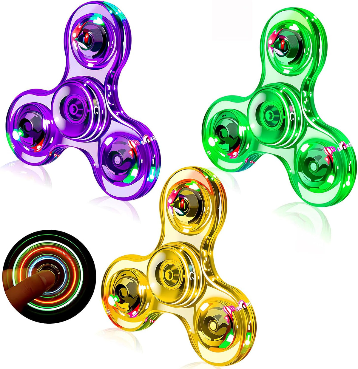 Figrol Fidget Toys 3 Pack - Crystal-green&purple&orange