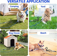 Heavy Duty Dog Tie Out Cable and Stake,30FT Rust Proof Dog Leads Cable for Yard with Swivel Hook,360°Swivel Spiral Dog Stake&Chain Up to 200 lbs,Removable Ground Anchor for Outdoor Beach Camping
