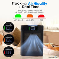 SereneLife HEPA Air Purifier for Home – Smart WiFi & App Control, Ultra-Quiet Air Purifier for Bedrooms & Large Rooms, Removes Dust, Pet Hair & Odors, Ideal for Pets & Allergies (1,076 Sq Ft, Black)