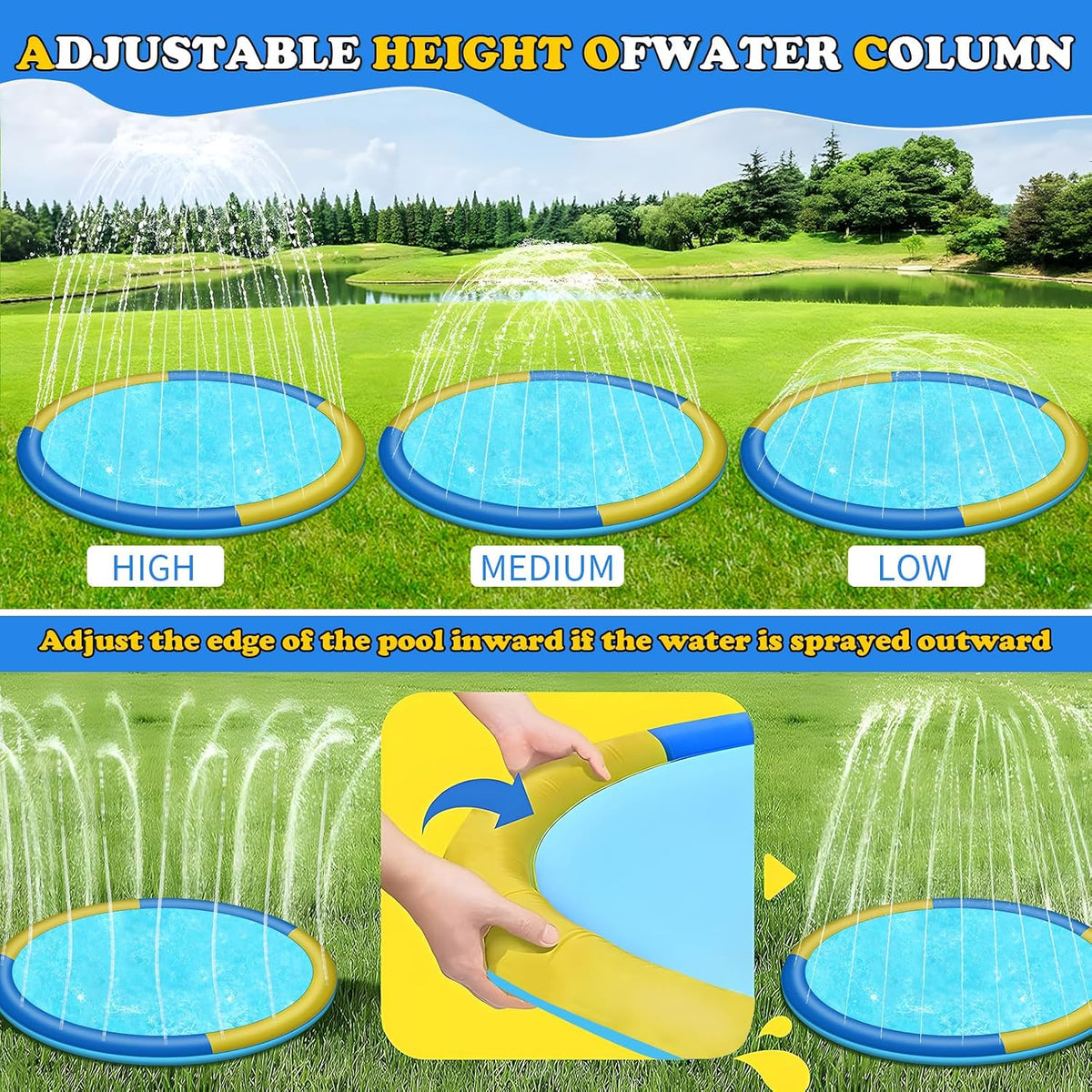 CACSPS non-slip splash pad for kids and dogs spraying water from a garden hose - view 13