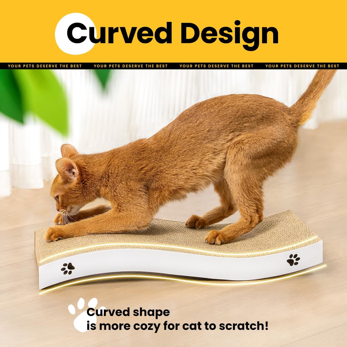 Cat Scratcher, Durable Scratch Pad - White / M: 15.7" - 4 Pack - image 2