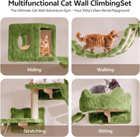 Cat Wall Shelves, 9-in-1 Wood Cat Wall Furniture Set, Burlywood – Essentials for Cats - Green / 9 Piece Set - image 3