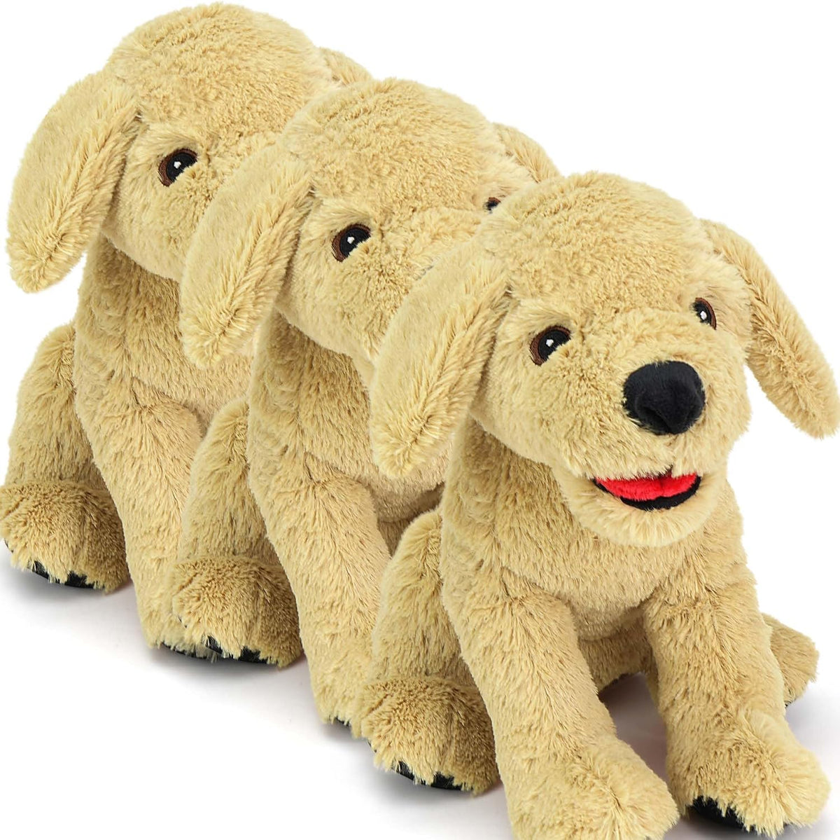 LotFancy Dog Stuffed Animals Plush - Beige / 12 inch (Pack of 3)